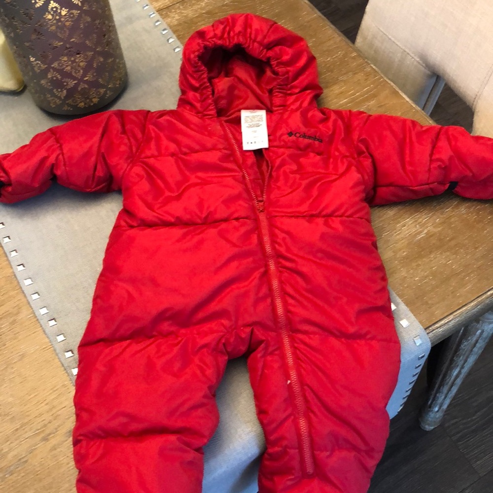 Columbia snowsuit, gender neutral. 18 months, red